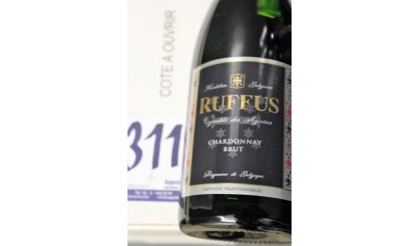 11 flessen wijn Chardonnay Brut, Ruffus, Hautchin